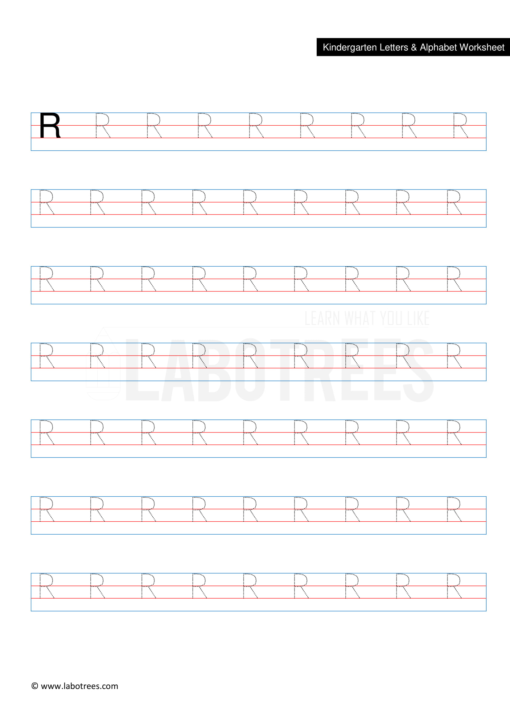Worksheet of Letter R (Uppercase) Free Download | Labotrees | Labotrees