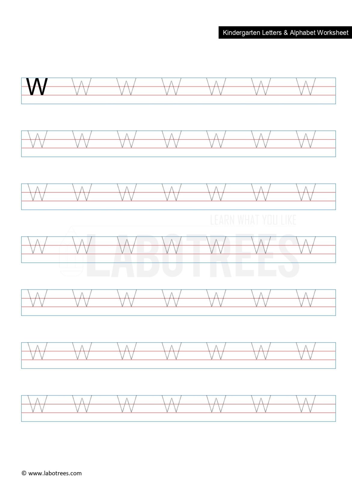 Worksheet of Letter W (Uppercase) Free Download  Labotrees  Labotrees