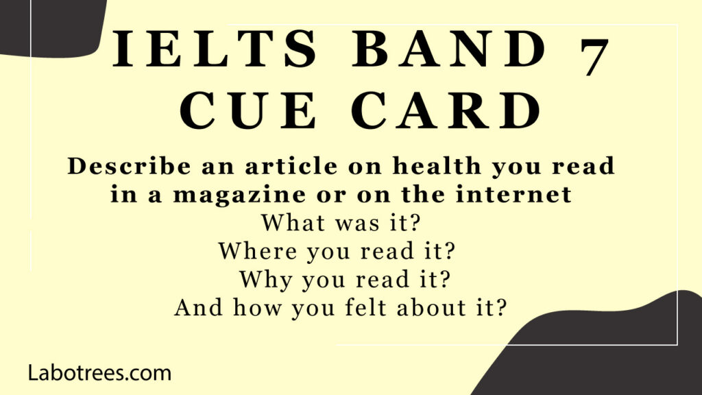 Describe an article on health you read in a magazine or on the internet